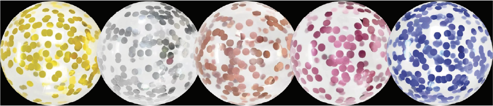 Bubble Translúcido 11"/ 25cm - Confete - Dourado - Prata - Rosé - Pink - Azul