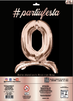 Balão Metalizado Números  com Base 32”/80cm - Rosé