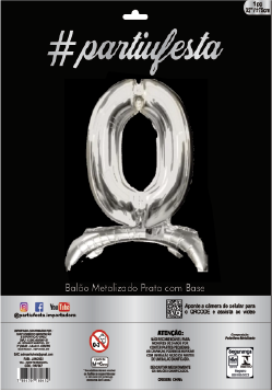 Balão Metalizado Números  com Base 32”/80cm - Prata