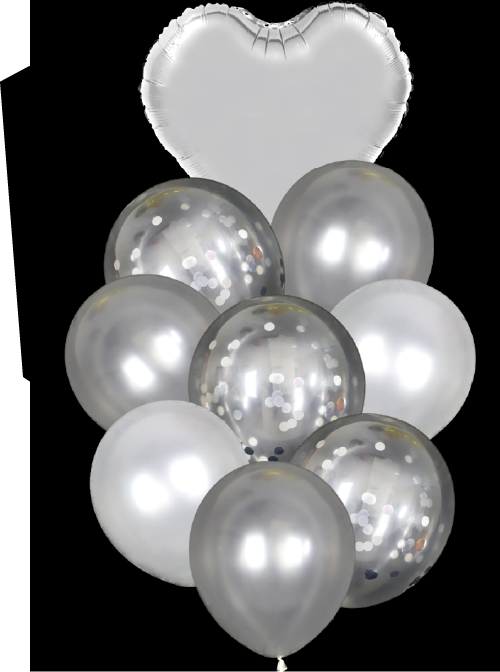 Buquê Coração 9 Pecas  - Prata