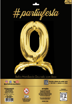 Balão Metalizado Números  com Base 32”/80cm - Dourado