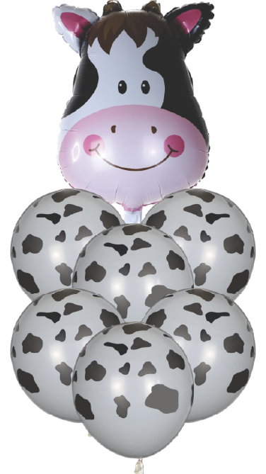 Buquê Metalizado Animais - 7 Peças - Flutua c/ Gás Hélio -  Vaca