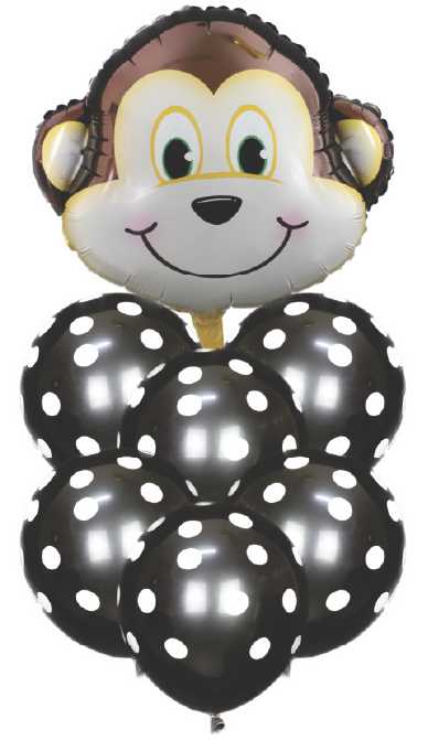 Buquê Metalizado Animais - 7 Peças - Flutua c/ Gás Hélio -  Macaco