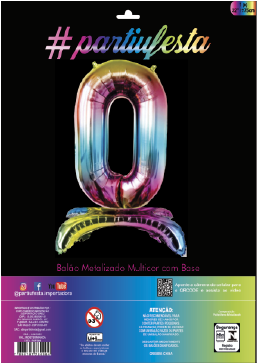  Balão Metalizado Números  com Base 32”/80cm - Multicor