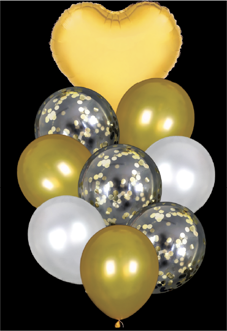 Buquê Coração 9 Pecas - Dourado