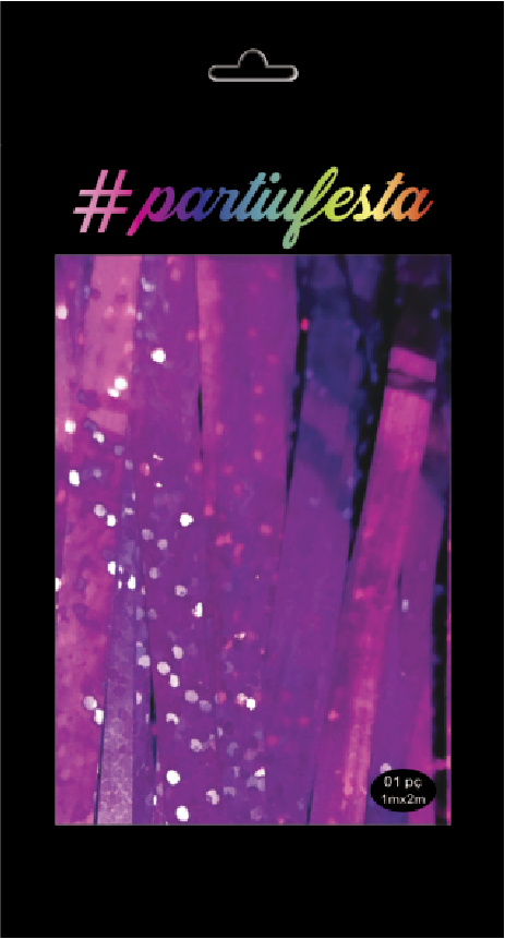  Cortina Metalizada 1x2M - Holográfica - Pink