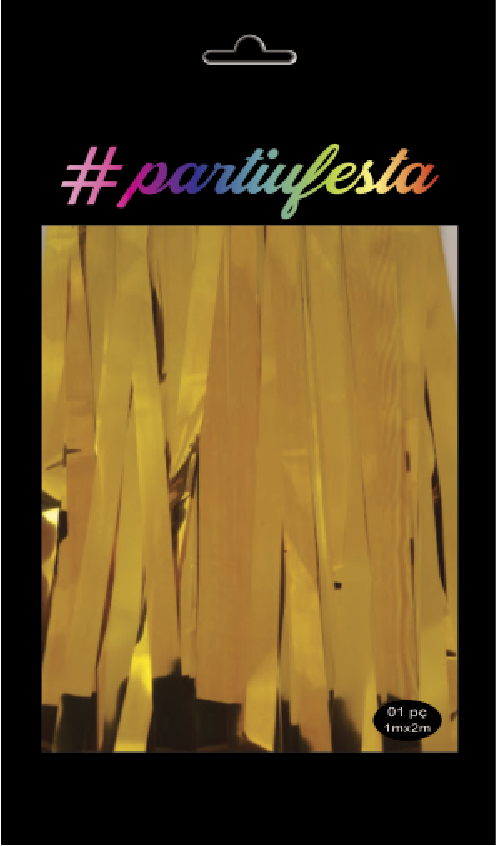 Cortina Metalizada 1x2M - Brilhante - Dourada