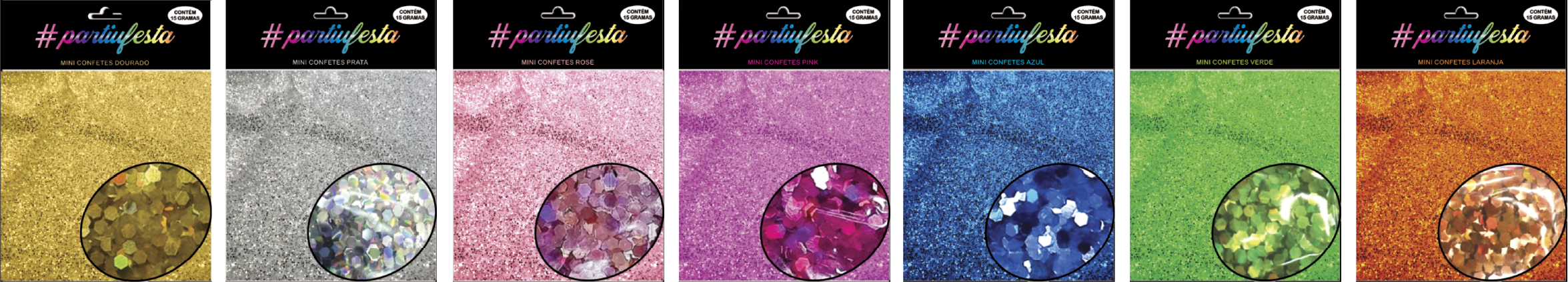 Mini Confete 1mm com 15gr - Dourado - Prata - Rosé - Pink - Azul - Verde - Laranja