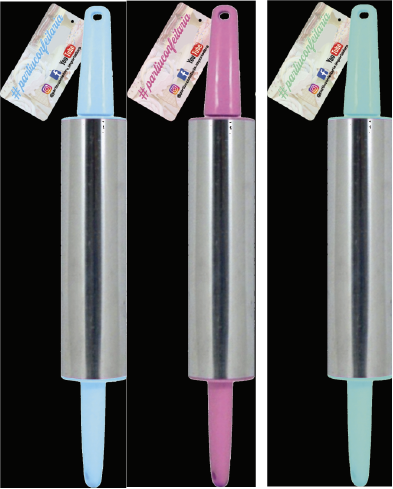 Rolo de Macha de Inox 35cm  Azul - Rosa - Verde