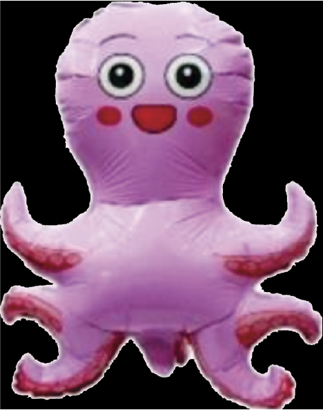 Balão Metalizado Mini Animal C/ Base - Polvo -  53X42CM