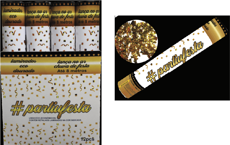 Lança Confete Eco Dourado