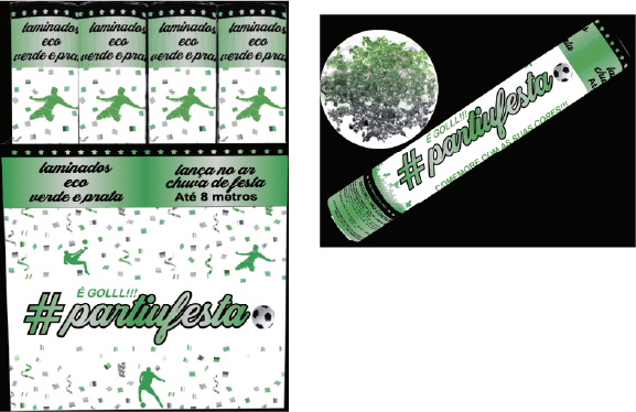 Lança Confete Eco Verde e Prata