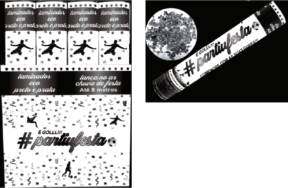 Lança Confete Eco Preto e Prata