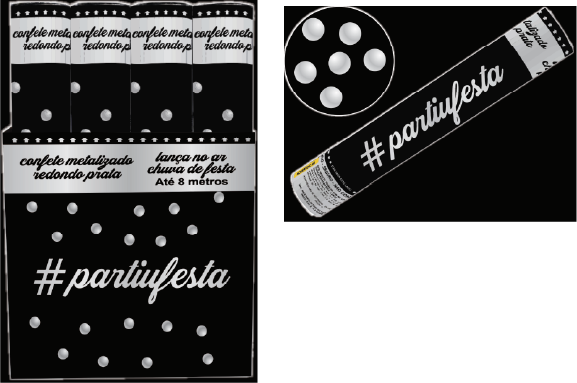 Lança Confete Redondo Prata