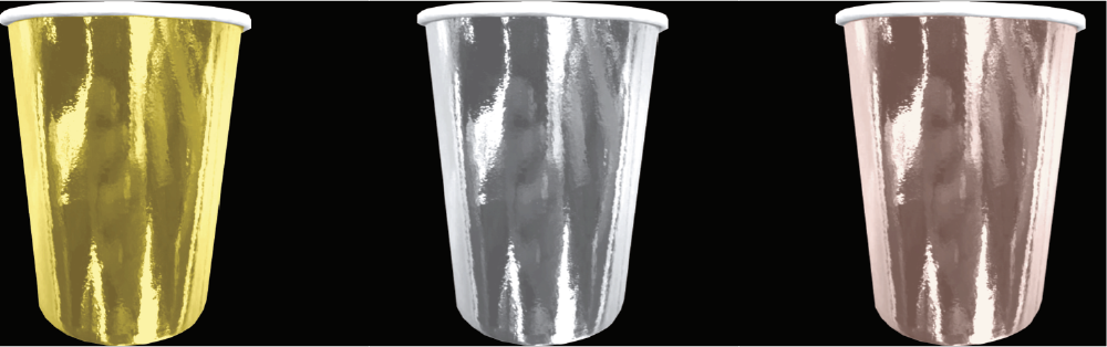 Copo de Papel Metalizado 250ml - Dourado - Prata - Rosé